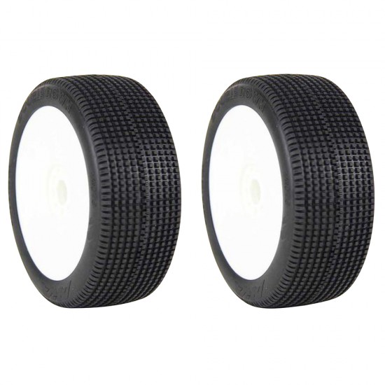 1:8 BUGGY DOUBLE DOWN (SUPERSOFT - LONG WEAR) EVO WHEEL  PRE-MOUNTED WHITE)