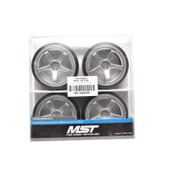 Flat silver 5 spokes wheel (+3) w/ CS-R tire (soft) (4)