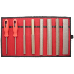 8 Coarse (180 Grit) Hand Files in a Red Tool Roll with velcro fastener (Contains:- F102, R102, R200C, R201C, R202C, R203C, R204C, S204C)